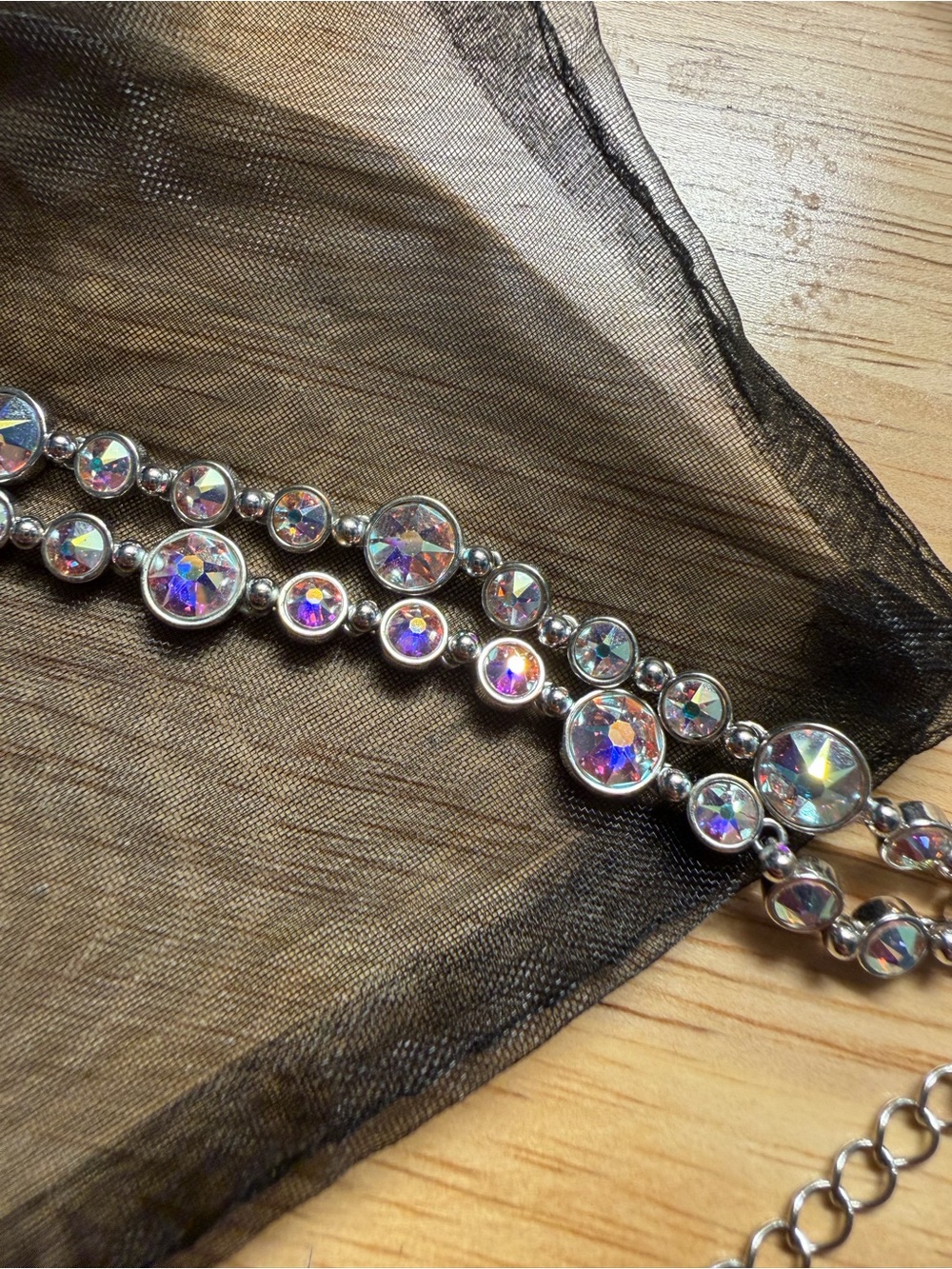 Aurora Crystal Silver-Tone Bracelet - Iridescent Stones Touchstone Crystal